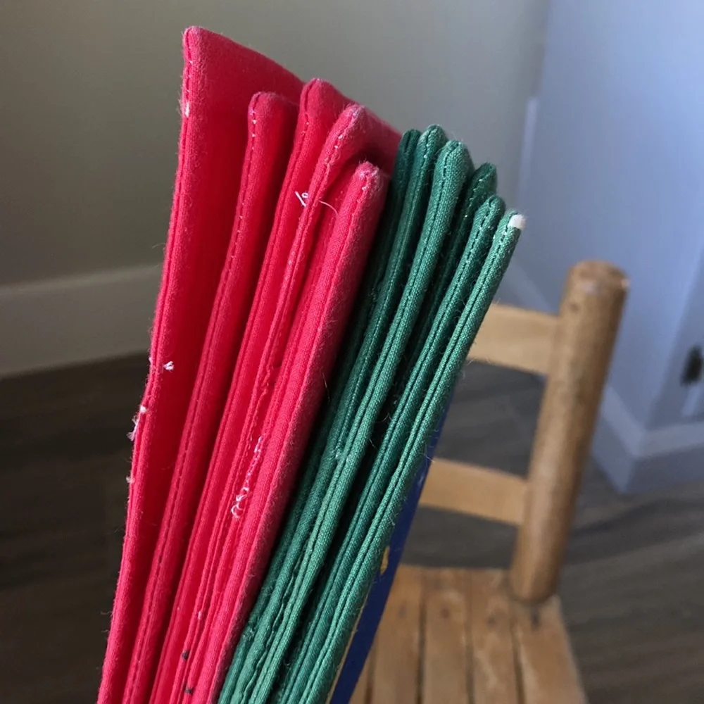 Vintage Fabric Christmas Books 10 1/2” by 9” Homemade!